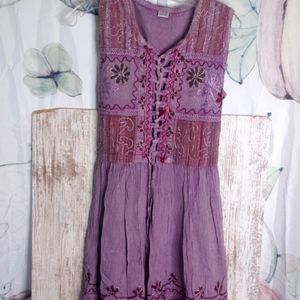 Hand embroidered nwot gypsy soul free spirit witchy boho shabby chic dress